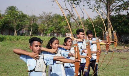 Students in archery / karate / football